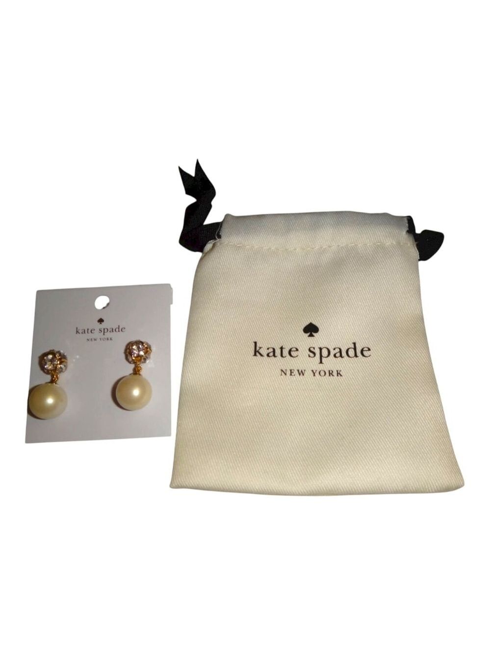 Kate Spade Lady Marmalade Drop Earrings Cream Pearl Crystals Gold Tone NWT 2310 - Picture 2 of 8